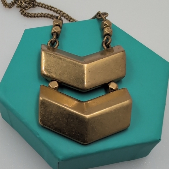 J. Crew Gold Chevron Statement Necklace - Picture 1 of 6